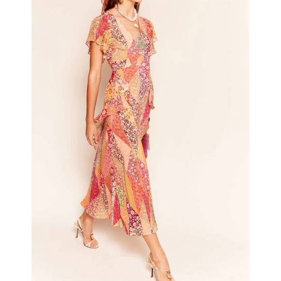 NEW RIXO evie dress in patchwork blush - Picture 2 of 4